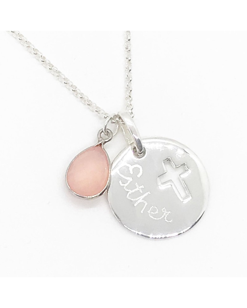 Regalo para Primera Comunión medalla de plata personalizada con nombre