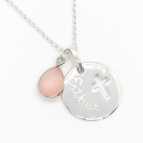Regalo para Primera Comunión medalla de plata personalizada con nombre