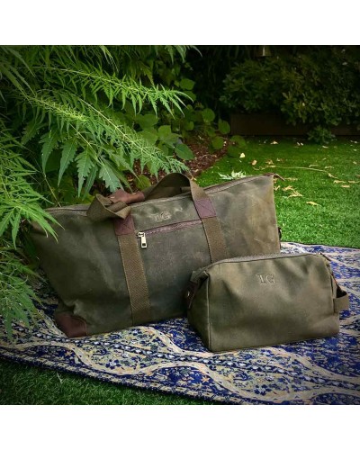 Bolsa viaje encerada con neceser a juego