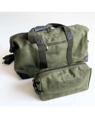 Bolsa viaje encerada con neceser a juego