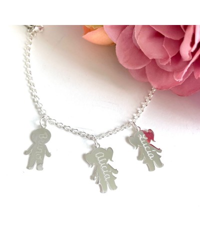 Pulsera de plata con 3 siluetas de plata