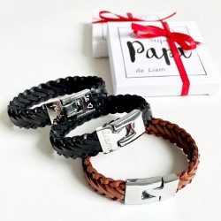 Brazalete de cuero trenzado para hombre