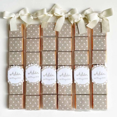 Set de 6 chocolatinas como detalle para invitados a Bautizos o Comuniones