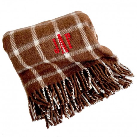 Manta personalizada de lana escocesa cuadros marrón