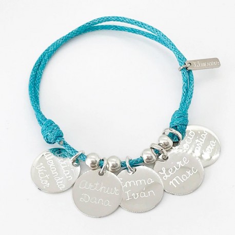 Pulsera con 4 medallas de plata grabadas