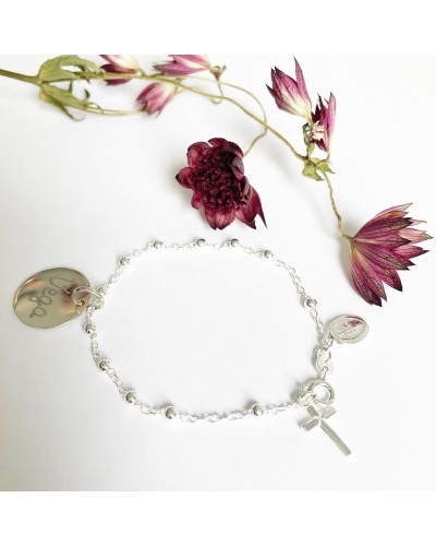 Pulsera rosario grabada para Primera Comunión