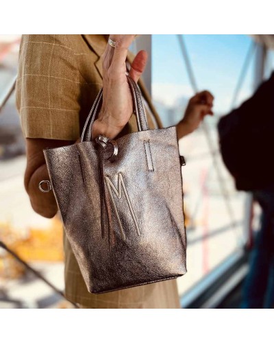 Bolso con iniciales Sicilia metalizado