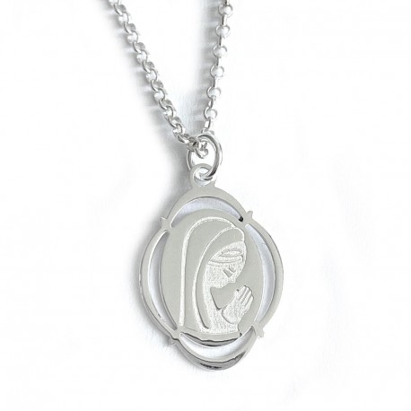 Medalla de plata personalizada con virgen niña