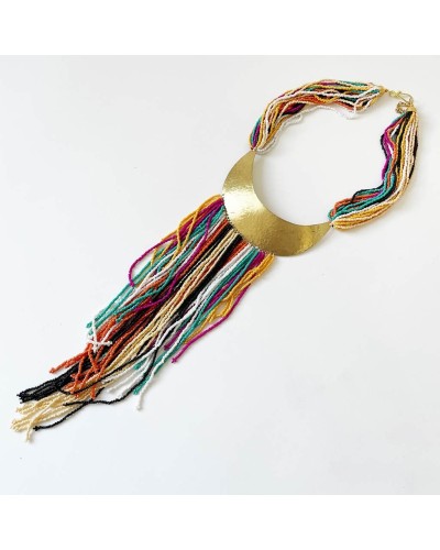 Collar largo de cristales y metal