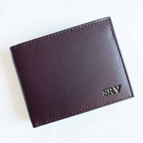 Cartera de piel para hombre con iniciales