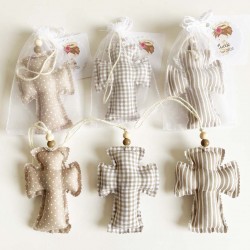 Set de 6 cruces de tela para Bautizo