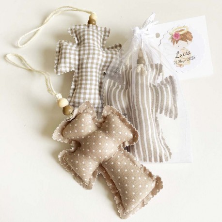 Set de 6 cruces de tela para Bautizo