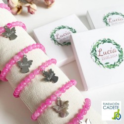6 pulseras de gemas rosas personalizadas