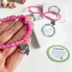 6 pulseras de gemas rosas personalizadas