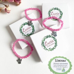 6 pulseras de gemas rosas personalizadas