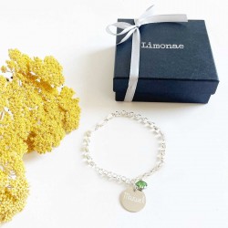 Pulsera de plata de eslabones con medalla grabada