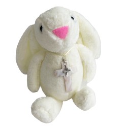 Conejo con cruz de plata grabada