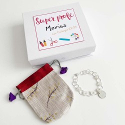Regalo original pulsera de plata grabada a mano