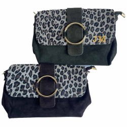 Bolso clutch leopardo con iniciales