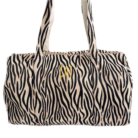 Bolsa fin de semana travel con iniciales mostaza