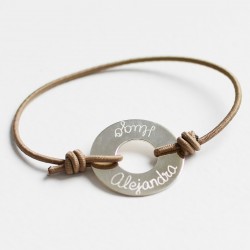 Pulsera aro de plata grabada