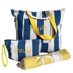 Set de 2 piezas bolsa con neceser de rayas San Marino