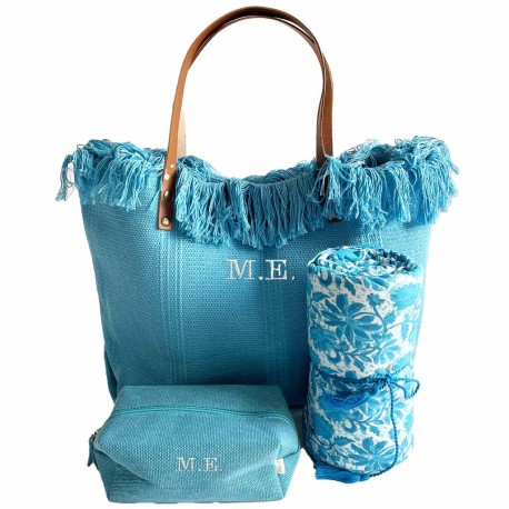 Bolso con iniciales de playa Maui Turquesa