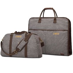Bolsa fin de semana travel con iniciales mostaza