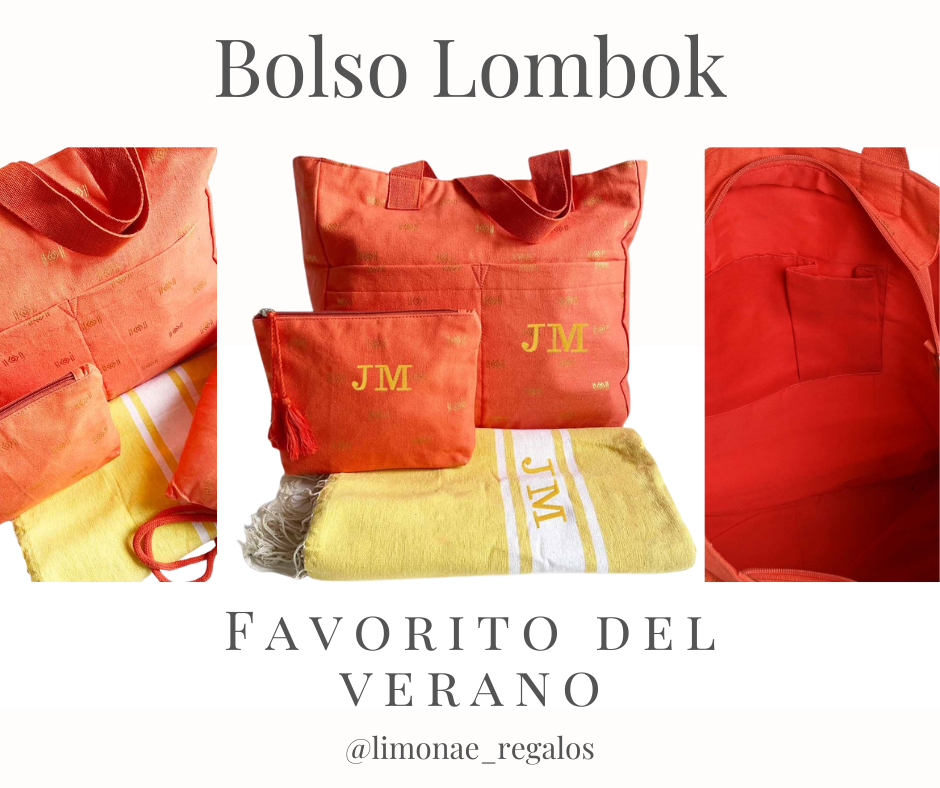 Set de 2 piezas bolsa de playa con neceser Lombok naranja